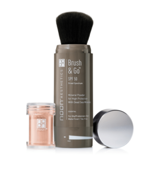 Naujausias! Noon brush& and go mineral sun protection powder spf 50 (riebiai/probleminei odai), 5 gr x 2 (10 g)
