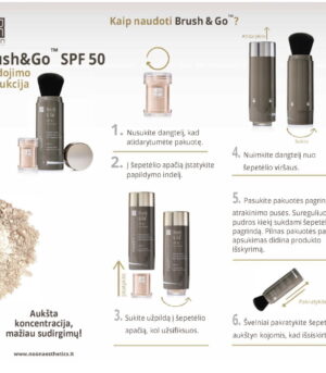 Noon brush&go mineral sun protection powder spf 50 (visų tipų odai), TAMSESNIO ATSPALVIO 5 ml x 2